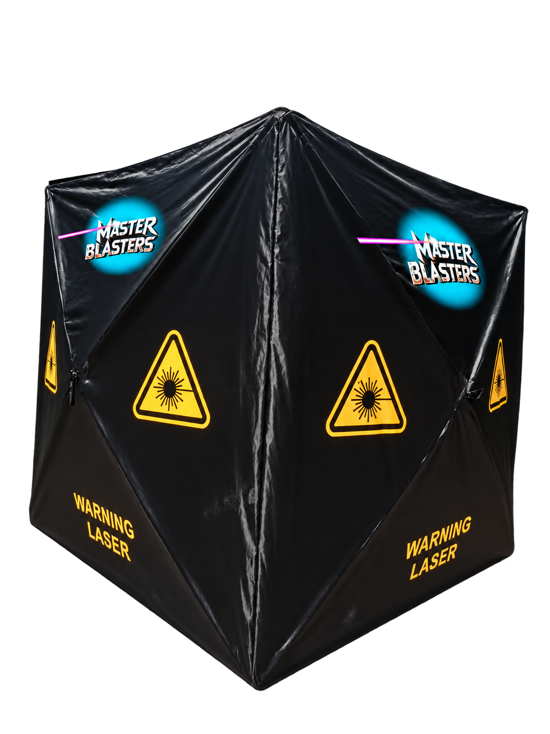 Black Master Blasters laser protective curtains shown in an assembled arrangement on a transparent background; curtains only, frame not included.
