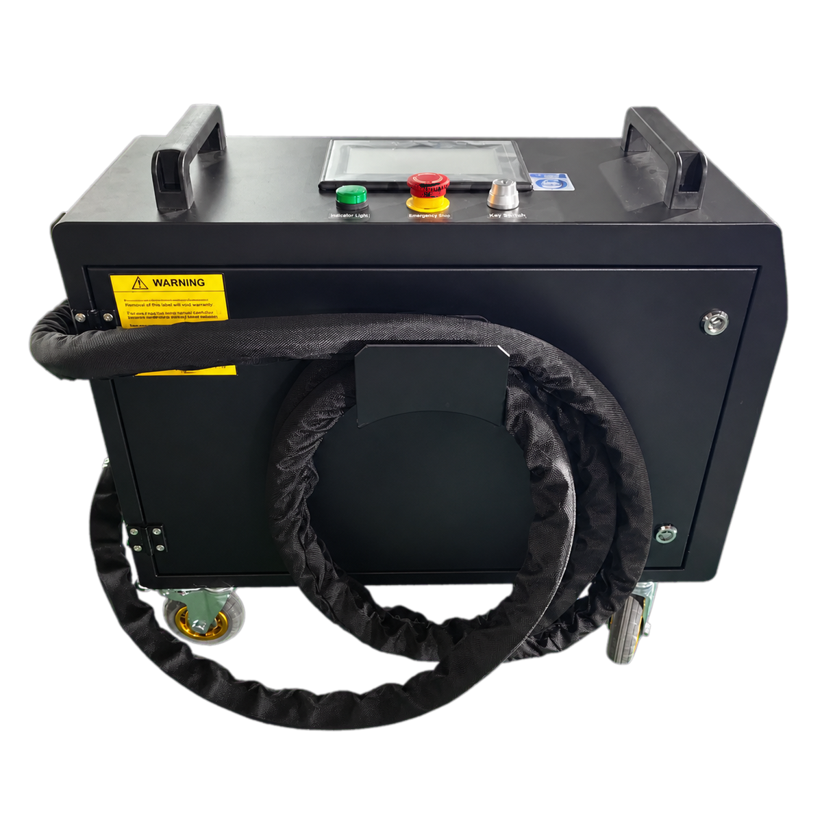 Factory-installed fiber cable extension for a Master Blasters laser cleaning machine